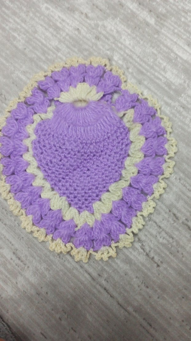 Mor ve Krem Renkli Örgü Banyo Süngeri - Görsel 4