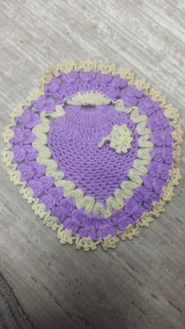 Mor ve Krem Renkli Örgü Banyo Süngeri - Görsel 2