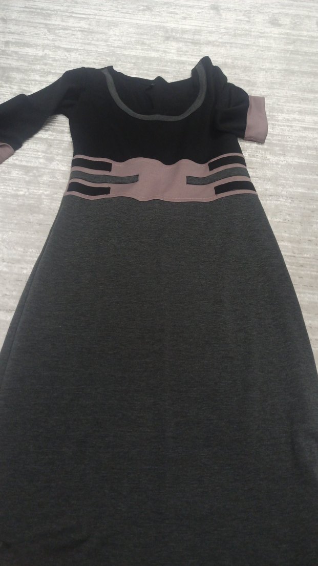 Gri Uzun Hamile Elbisesi Kemer Detaylı - Görsel 2