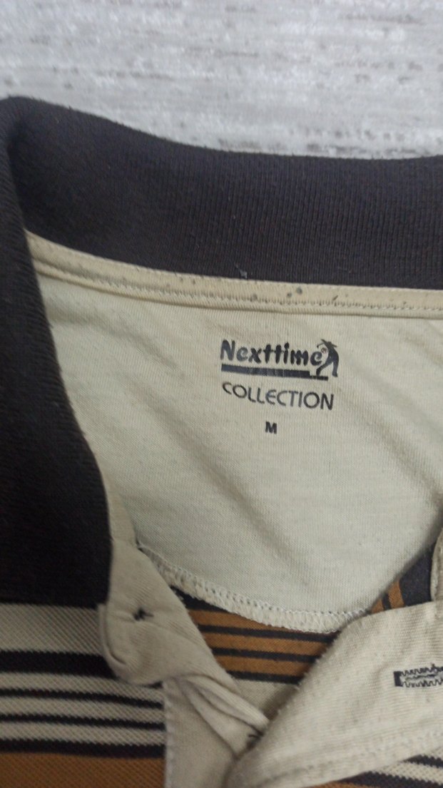 Kahverengi Çizgili Kısa Kollu Polo Tişört - Görsel 3