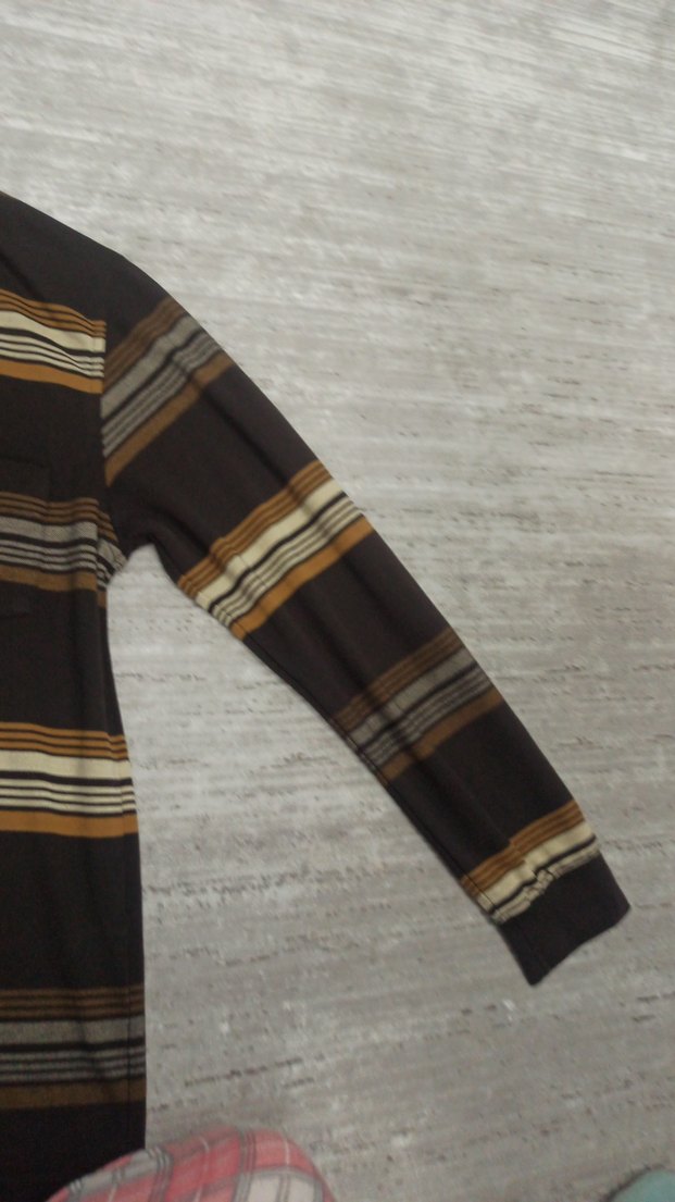 Kahverengi Çizgili Kısa Kollu Polo Tişört - Görsel 2