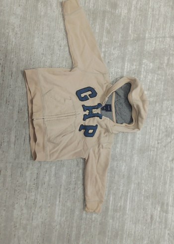 Kapüşonlu Fermuarlı Erkek Çocuk Bej Sweatshirt - Görsel 2