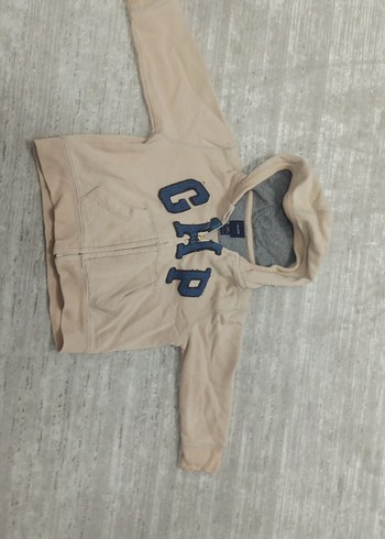 Kapüşonlu Fermuarlı Erkek Çocuk Bej Sweatshirt - Görsel 3