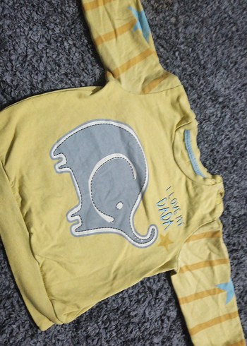 Sarı Düğmeli Erkek Çocuk Kısa Kollu Sweatshirt - Görsel 2