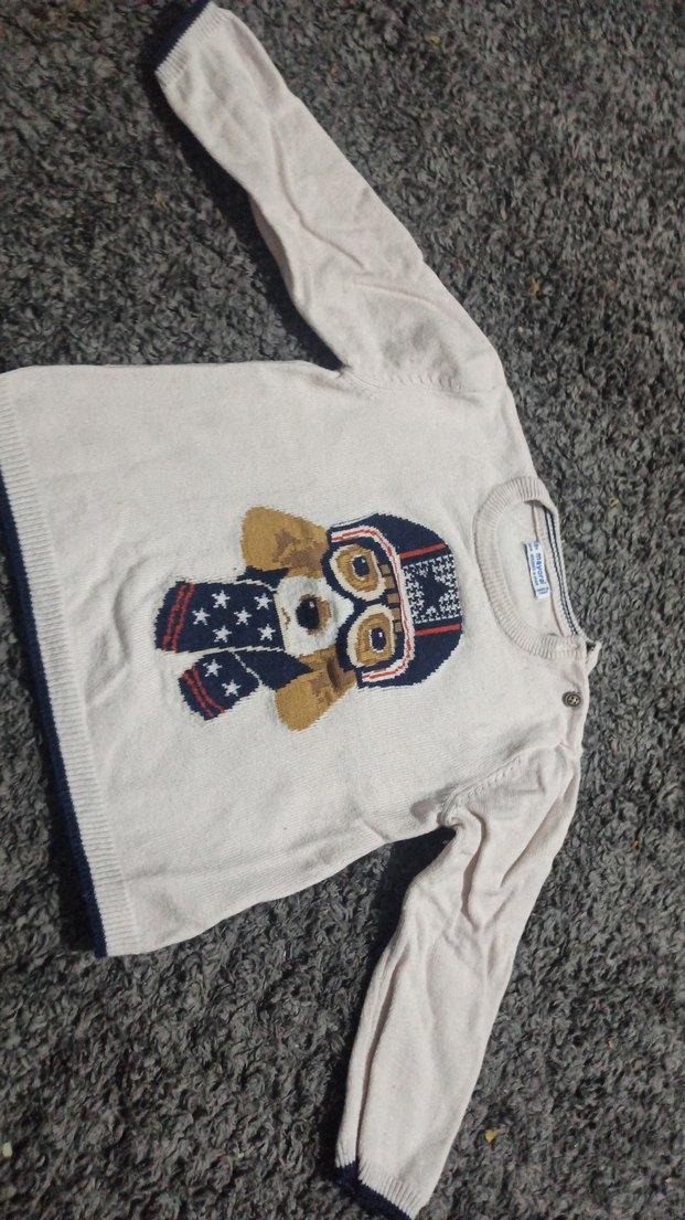 Erkek Çocuk Beyaz Triko Sweatshirt - Görsel 3