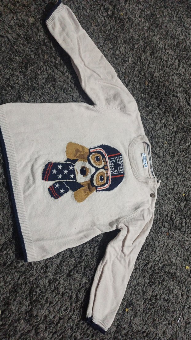 Erkek Çocuk Beyaz Triko Sweatshirt - Görsel 4