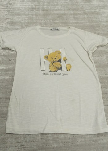 Kız Çocuk Beyaz Pamuklu Baskılı Tişört - Görsel 3