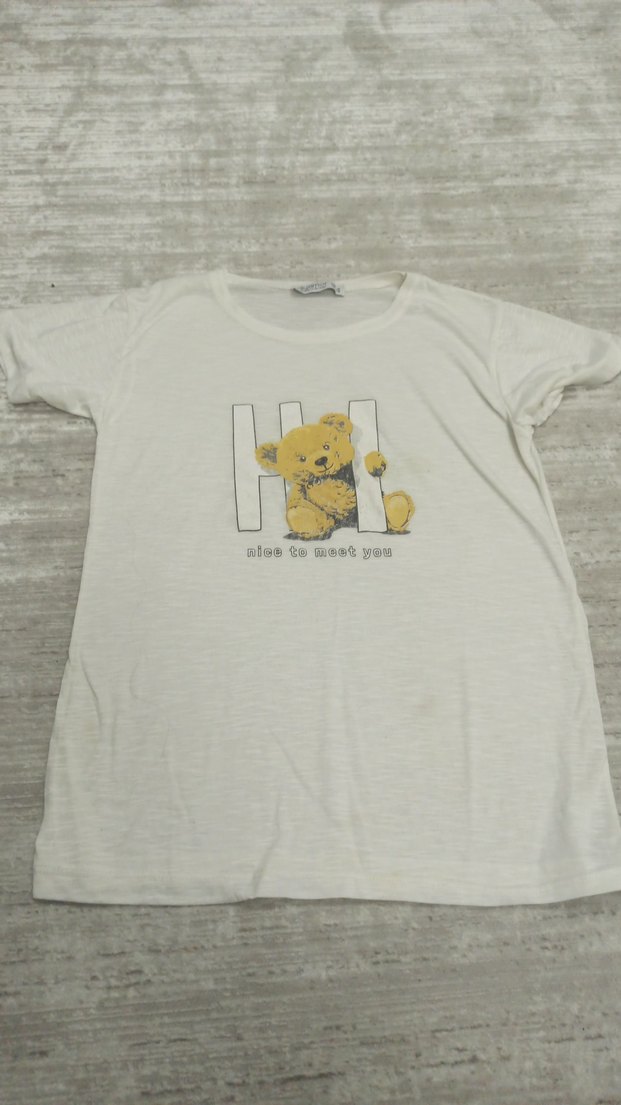 Kız Çocuk Beyaz Pamuklu Baskılı Tişört - Görsel 2