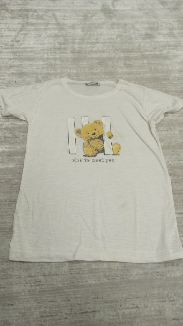 Kız Çocuk Beyaz Pamuklu Baskılı Tişört - Görsel 3