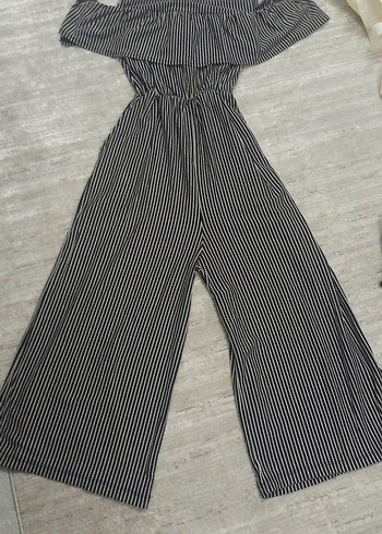 Kadın Gri Çizgili Uzun Tulum - Görsel 2