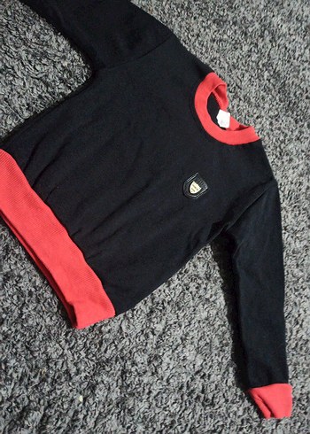 Siyah Kırmızı Yaka Detaylı Erkek Sweatshirt - Görsel 2