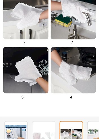 temizlik eldiveni Beyaz Dantelli Sentetik Kumaş Eldiven 10 adet - Görsel 2