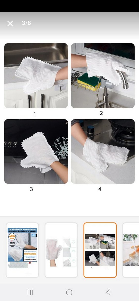 temizlik eldiveni  Beyaz Dantelli Sentetik Kumaş Eldiven 10 adet - Görsel 2