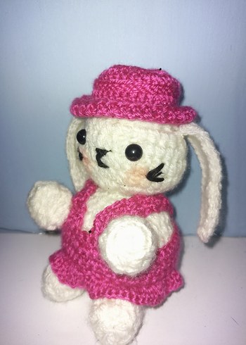 Pembe Şapkalı Tavşan Peluş Oyuncak - Görsel 2