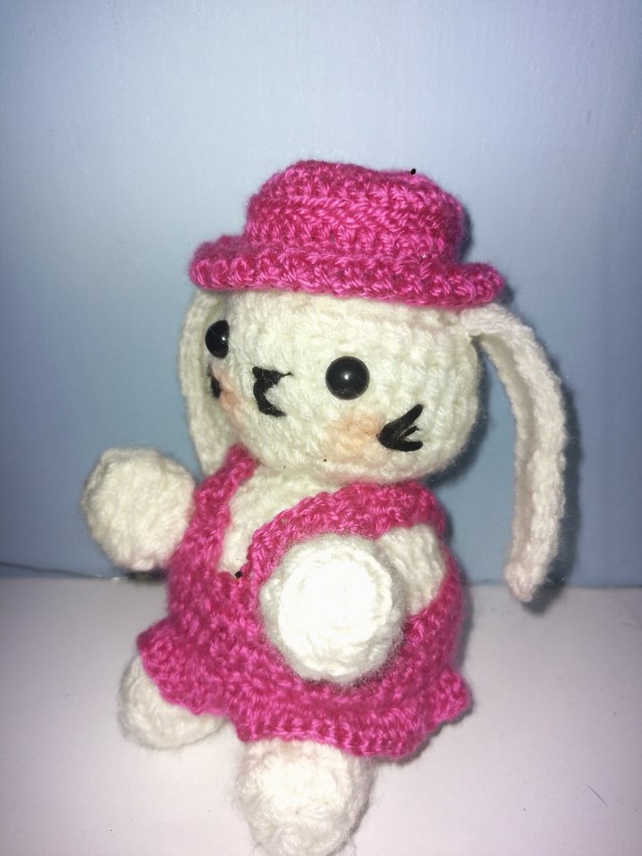 Pembe Şapkalı Tavşan Peluş Oyuncak - Görsel 2