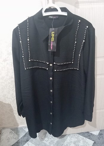 Siyah Düğmeli Uzun Kollu Salaş Tunik - Görsel 2