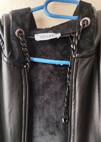 Siyah Deri Kemerli Uzun Kadın Ceket - Görsel 2