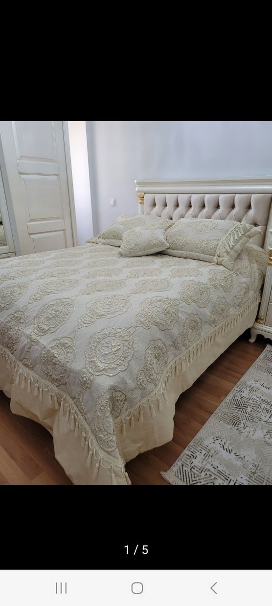 Nakışlı Beyaz Yatak Örtüsü Seti - Görsel 3