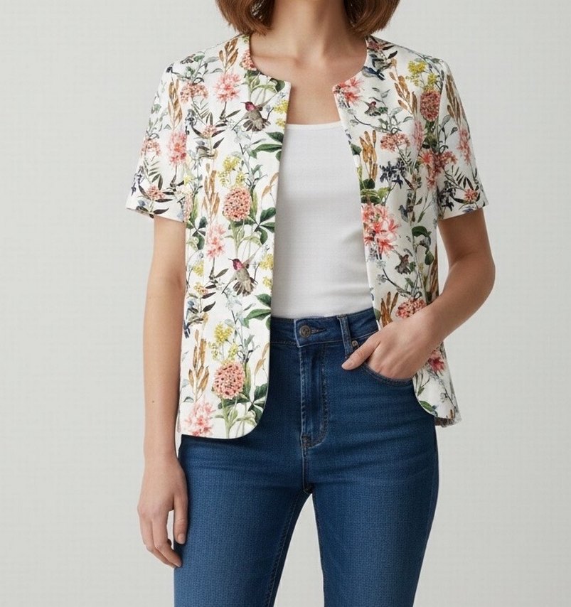 ADL Çiçek Desenli Kısa Ceket - Görsel 2