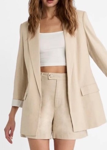 Stradivarius Keten Ceket  Hiç Giyilmedi - Görsel 6