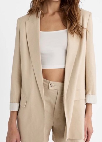 Stradivarius Keten Ceket  Hiç Giyilmedi - Görsel 5