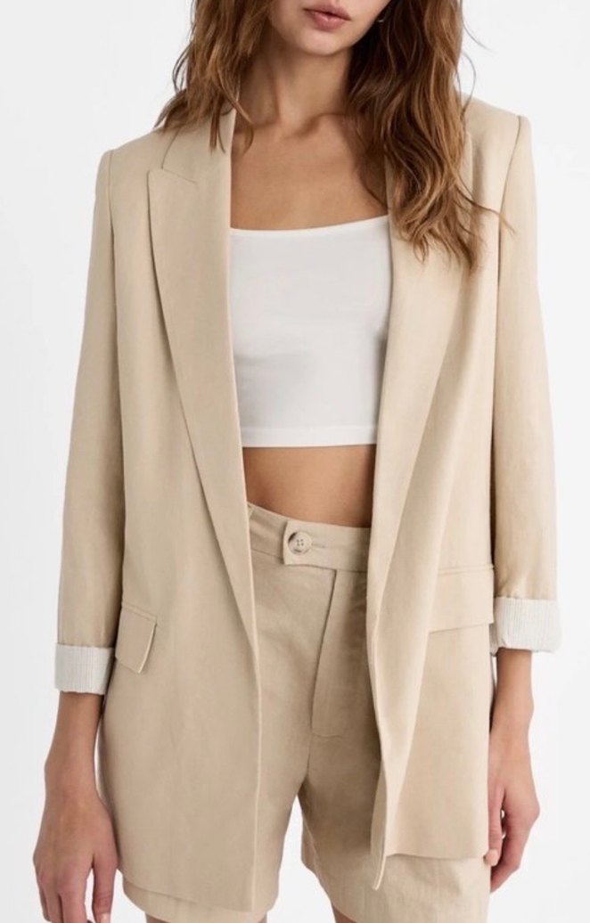 Stradivarius Keten Ceket  Hiç Giyilmedi - Görsel 5