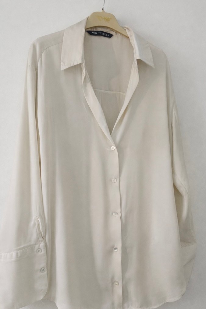 Zara Beyaz Şifon Gömlek  Hiç Giyilmedi - Görsel 4