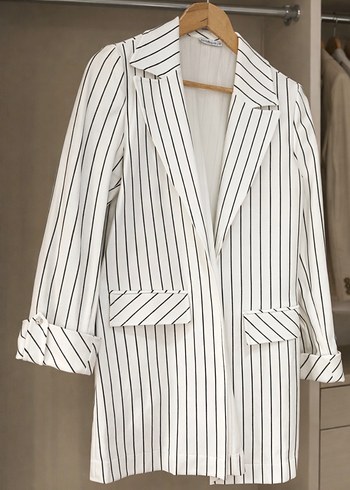 Çizgili Şık Ceket / Blazer  Günlük & Ofis Kullanıma Uygun - Görsel 2