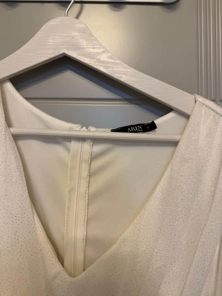 Beyaz Simli Tül Midi Elbise  Zarif & Şık - Görsel 3