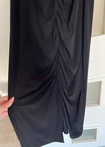 Kemerli Siyah Uzun Kadın Elbise - Görsel 2