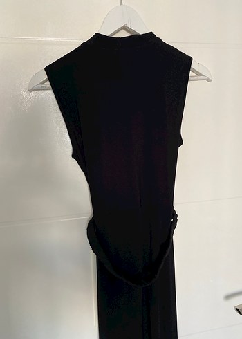 Kemerli Siyah Uzun Kadın Elbise - Görsel 5