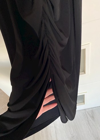 Kemerli Siyah Uzun Kadın Elbise - Görsel 3