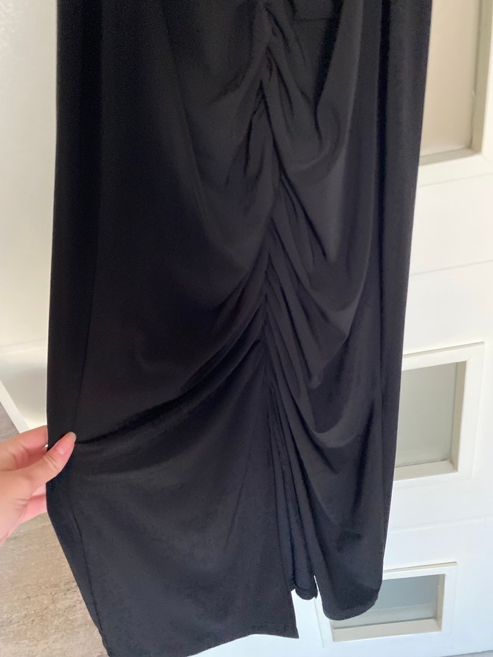 Kemerli Siyah Uzun Kadın Elbise - Görsel 2