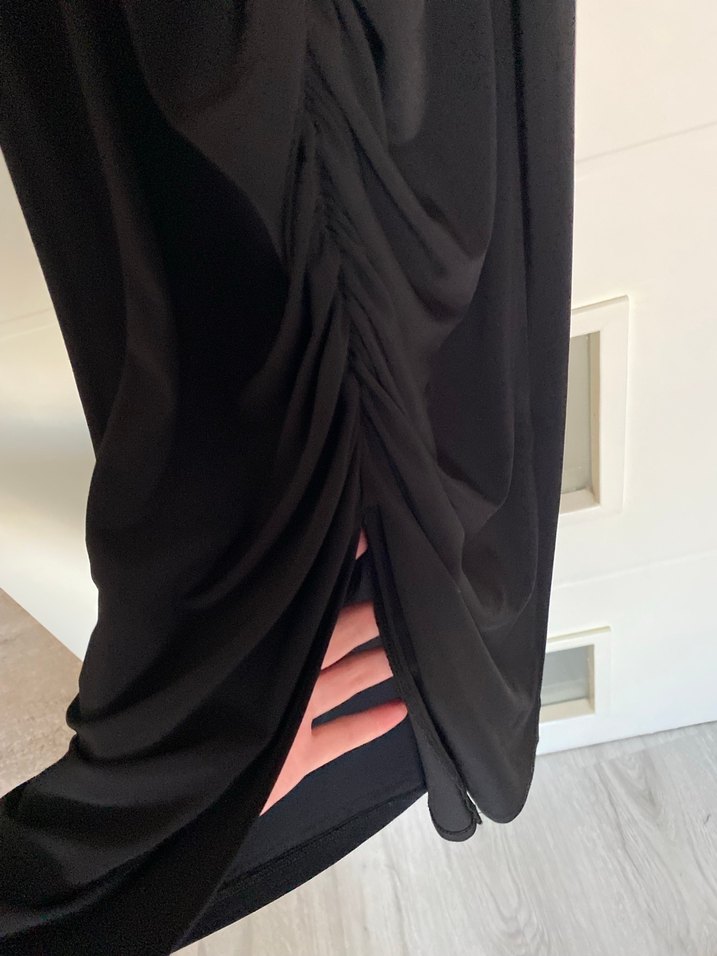 Kemerli Siyah Uzun Kadın Elbise - Görsel 3