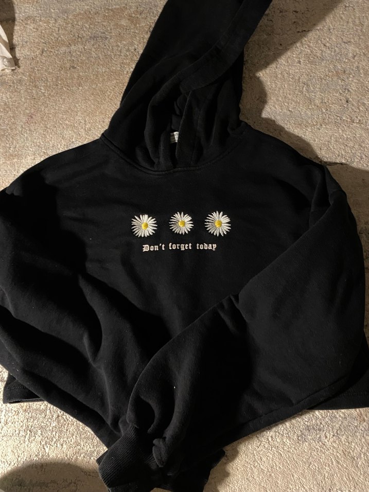 Siyah Kapüşonlu Baskılı Kadın Sweatshirt - Görsel 2