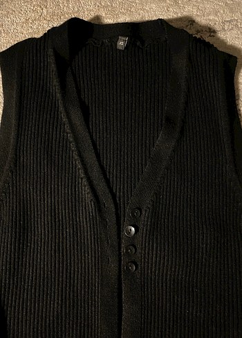 Siyah Örgü Yün Kadın Yelek - Görsel 2