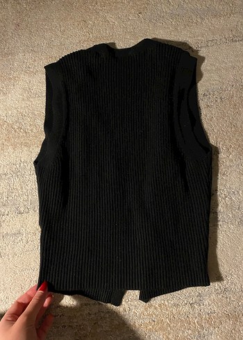 Siyah Örgü Yün Kadın Yelek - Görsel 4