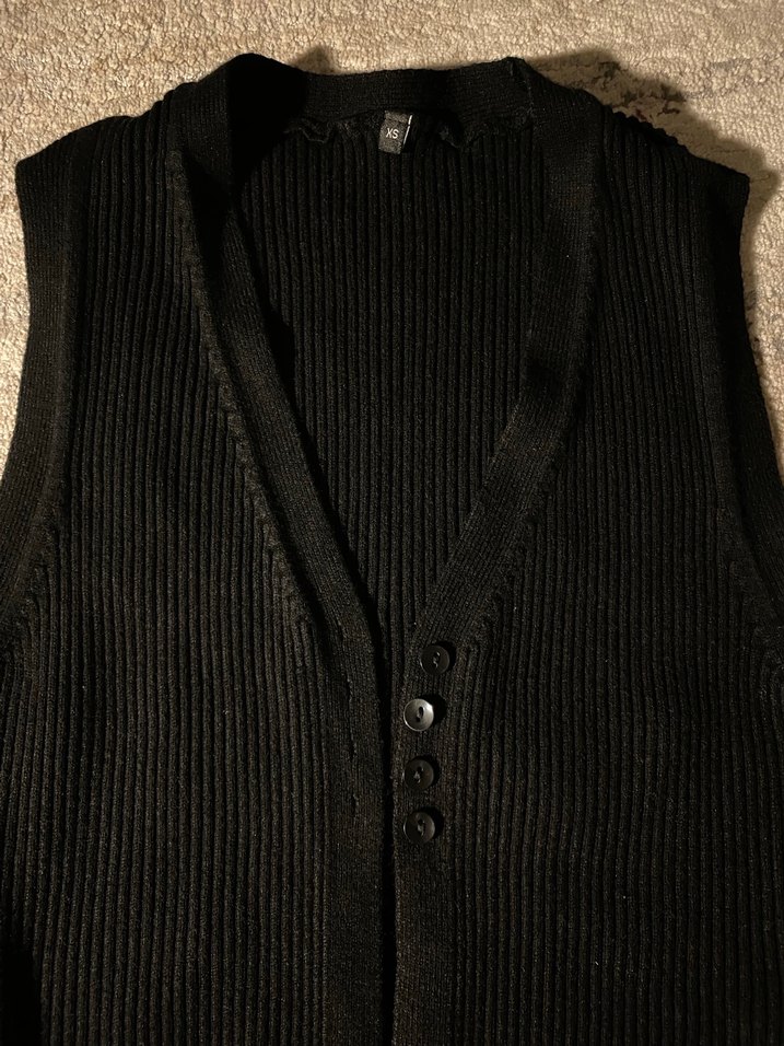 Siyah Örgü Yün Kadın Yelek - Görsel 2