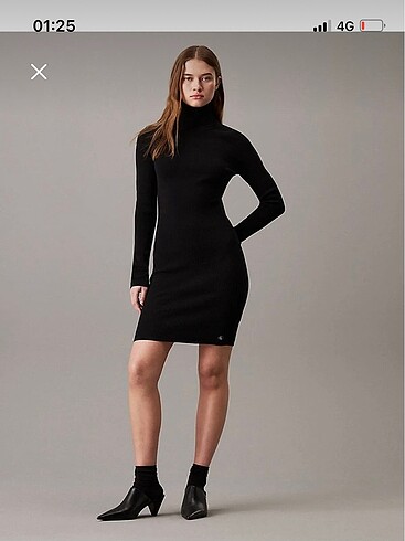 calvin klein siyah boğazlı elbise