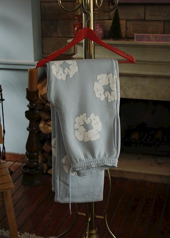 Unisex Beyaz Desenli Gri Eşofman - Görsel 3