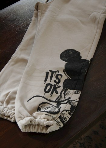 Gri Baskılı Unisex Rahat Kesim Eşofman - Görsel 2