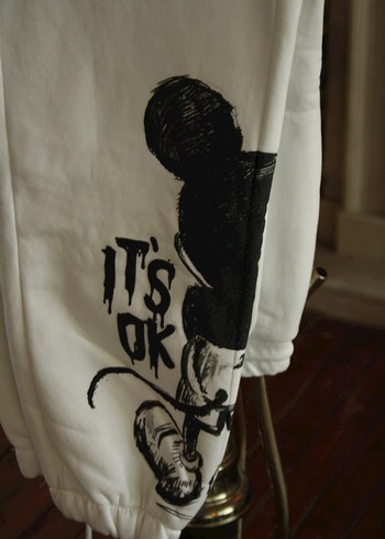 Beyaz Baskılı Unisex Eşofman Altı - Görsel 3