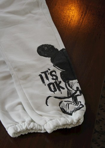 Beyaz Baskılı Unisex Eşofman Altı - Görsel 2