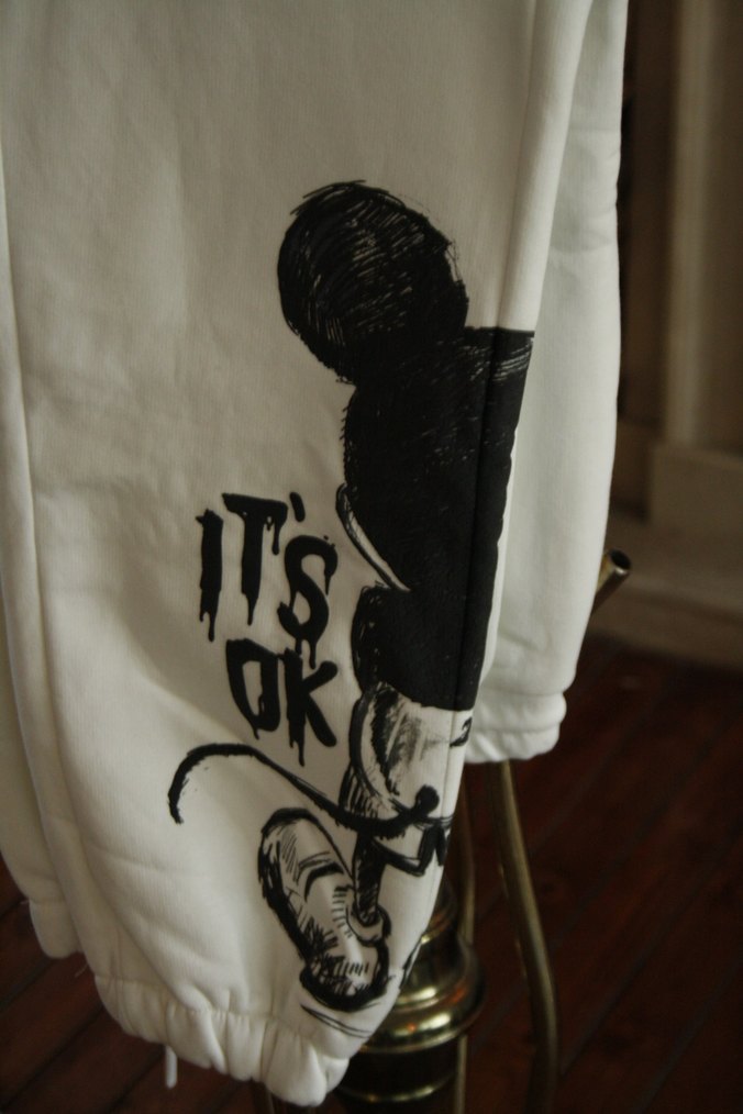 Beyaz Baskılı Unisex Eşofman Altı - Görsel 3