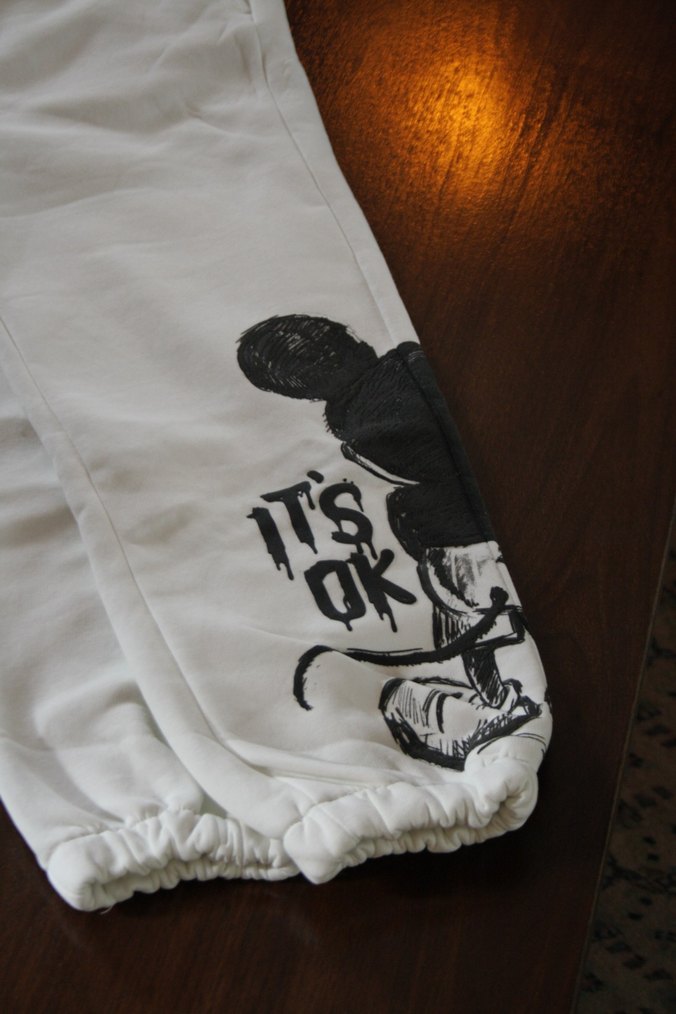 Beyaz Baskılı Unisex Eşofman Altı - Görsel 2