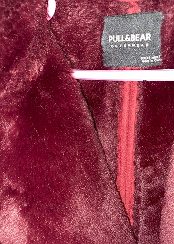 Pull&Bear Bordo Süet Kürk Detaylı Kadın Ceket - Görsel 4