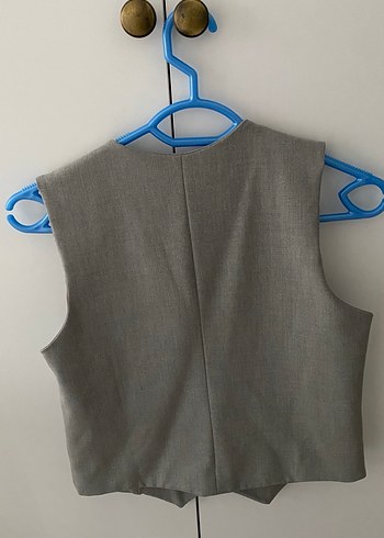 Düğmeli Gri Kadın Yelek - Görsel 2