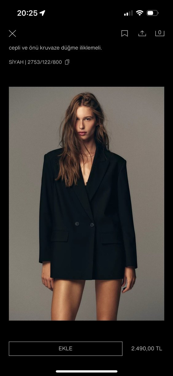 Düğmeli Siyah Mini Kadın Blazer - Görsel 3