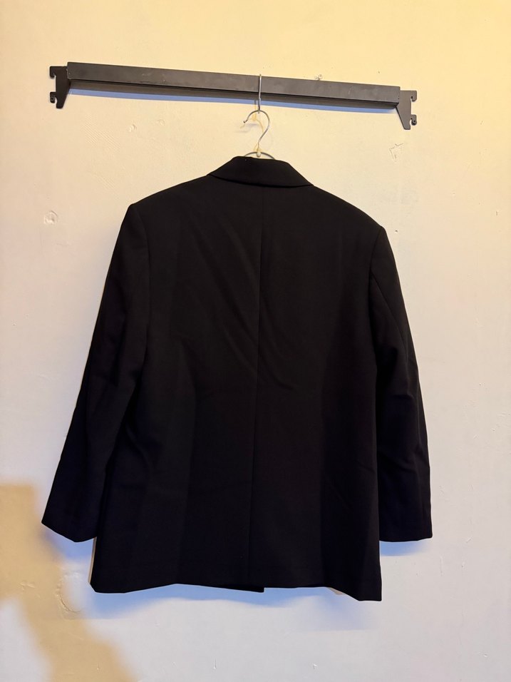 Düğmeli Siyah Mini Kadın Blazer - Görsel 2