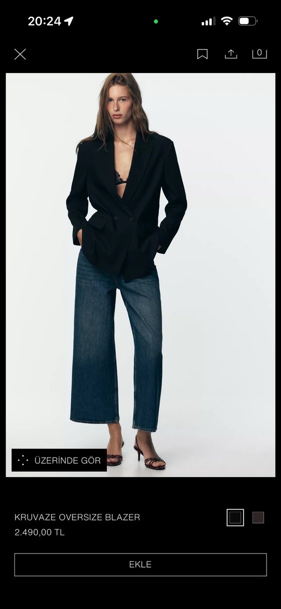 Düğmeli Siyah Mini Kadın Blazer - Görsel 5